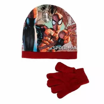 Комплект шапка с принтом «Человек-комикс» + красные перчатки для ребенка MARVEL