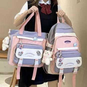 Комплект школьного рюкзака для начала учебного сезона, корейский модный рюкзак для средней школы, комплект из двух предметов большой вместимости Shoulder