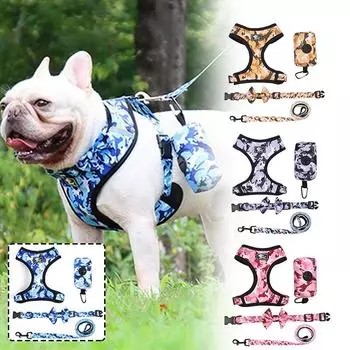 Комплект шлейки для собак, регулируемый светоотражающий жилет для маленьких и средних размеров, комплект поводков для собак S синий