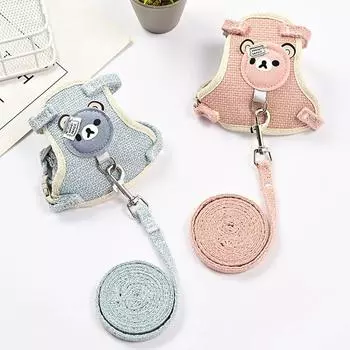 Комплект шлейки и поводка для кошек, устойчивая к побегам собак, дышащая сетчатая шлейка для кошек и котят, прочные шлейки для прогулок, поводок для домашних животных, регулируемый жилет S розовый