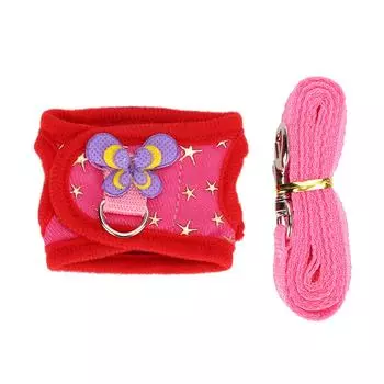 Комплект шлейки и поводка для маленьких домашних животных, жилет с тяговым ремнем на груди для кролика, хомяка, морской свинки, красный M M красный