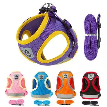 Комплект шлейки и поводка для щенка, дышащая летняя сетчатая шлейка для собак, жилет, светоотражающие нагрудные ремни для домашних животных, кошек, шлейка для чихуахуа-йорков XS