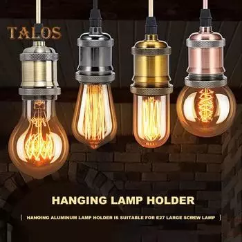 Комплект шнура для подвесного светильника E27 с большим ввинчивающимся патроном для лампы, кабель длиной 1 м, подвесной светильник, простая установка, металлическое основание в винтажном стиле для лампочки, домашний декор A