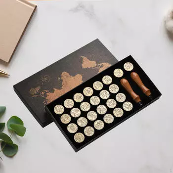 Комплект штампов с сургучной печатью с алфавитом, набор из 26 подарочных коробок с буквами для пригласительных билетов Regular 2.5cm