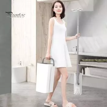 Комплект швабры с двумя баками и ведрами. Самоочищающаяся швабра с 6 чистящими салфетками. Вращающаяся на 360 градусов головка швабры. Комплект швабры с ведрами. белый