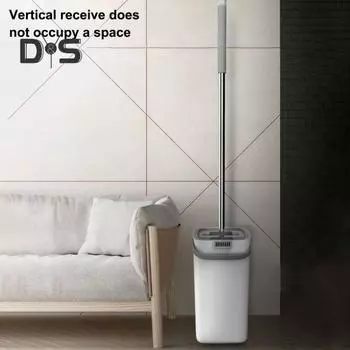 Комплект швабры с двумя баками и ведрами. Самоочищающаяся швабра с 6 чистящими салфетками. Вращающаяся на 360 градусов головка швабры. Комплект швабры с ведрами. белый