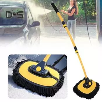 Комплект швабры с щеткой для мытья автомобиля, удлиненная ручка, вращающаяся, не царапает, широкое применение, выдвижная швабра для мытья окон автомобиля жёлтый/чёрный