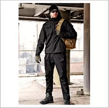 Комплект силового костюма Soft Shell Charge из кожи акулы и мужской альпинистский костюм Soft Shell Fan Set M чёрный