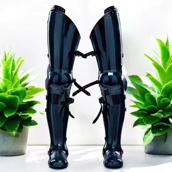 Комплект синей стальной защиты ног Средневековый рыцарь Наголенники Сапоги Леггинсы LARP Косплей