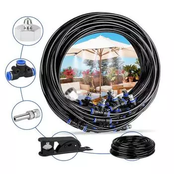 Комплект системы охлаждения водяным туманом, летний спринклер, латунная насадка, открытый сад, теплица, парк, распылительный шланг для растений, полив 10M EU