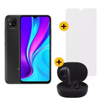 Комплект смартфона XIAOMI Redmi 9C NFC 4G + REDMI Buds 4 Lite + закаленное стекло