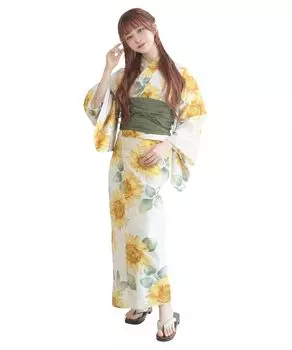 Комплект сменной одежды юката heiko AB Foam, один размер [KYOETSU], плетение, неотбеленное, двухкомпонентный, 4 предмета (юката, оби, нижнее белье, гэта) Женский (12.