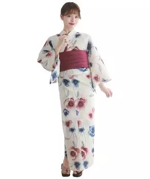 Комплект сменной одежды юката heiko AB, размер подходит для Snow [KYOETSU], плетение, неотбеленное, двухкомпонентный, 4 предмета (юката, оби, нижнее белье, гэта) Женский (один все, 7.