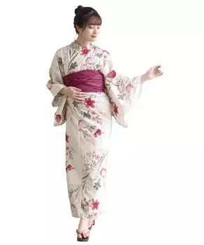 Комплект сменной одежды юката heiko AB Sweet, один размер [KYOETSU], плетение, неотбеленное, двухкомпонентный, 4 предмета (юката, оби, нижнее белье, сабо), Женский (16.