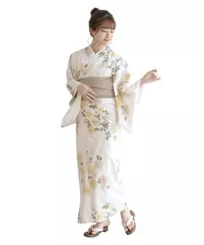 Комплект сменной одежды юката heiko F Karen chrysanthemum dream один размер [KYOETSU], плетение, неотбеленный, 2 предмета (юката, оби), Женский (10. цветение, все)