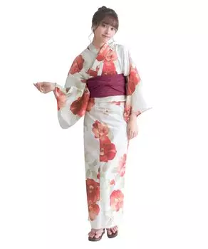 Комплект сменной одежды юката heiko H First love one size fit [KYOETSU], плетение, неотбеленный, 6 предметов (юката, оби, нижнее белье, гэта, пояс) Женский (6.