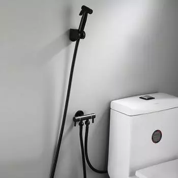 Комплект смесителей для биде с держателем из АБС-пластика и шлангами длиной 1,5 м Угловой водопроводный кран Смеситель для биде Смеситель для стиральной машины Кран для ручного душа