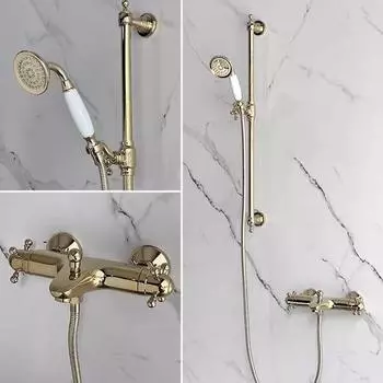 Комплект смесителей для душа, настенный классический термостатический смеситель для ванны, хром, полностью латунный, комплект смесителей для ванны и душа