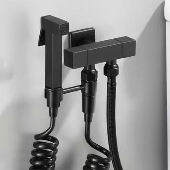Комплект смесителей для унитаза и биде, латунный, черный, настенный, ручной, для унитаза, смывной пистолет высокого давления, душевой распылитель, чистка кранов для биде