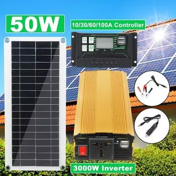 Комплект солнечной энергии 4 в 1 с водонепроницаемой солнечной панелью IP65, инвертором Soybean и солнечной панелью с контроллером заряда Dragon Inverter