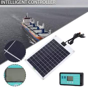 Комплект солнечной панели 50 Вт с контроллером зарядного устройства для лодки-фургона на открытом воздухе