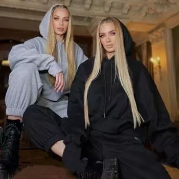 Комплект спортивной одежды, стильная толстовка с капюшоном, темпераментные штаны, флисовая спортивная одежда с завязками на щиколотке, комплект спортивной одежды для повседневной носки M