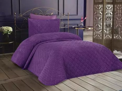 Комплект стеганого бархатного покрывала для десерта, покрывало 180x240 с наволочкой, размер Queen Size, одинарный размер, сливовый
