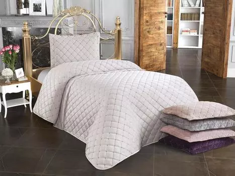 Комплект стеганого бархатного покрывала для десерта, покрывало 180x240 с наволочкой, размер Queen Size, одинарный размер, кремовый