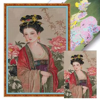 Комплект стикеров-Kreuzstichset из ko-Baumwolle 14 CT Bedruckt Lady-Kreuzst