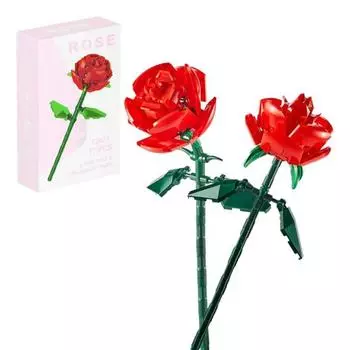 Комплект строительных блоков, тонкая работа, цветок розы, модель здания, игрушка, сборка своими руками, игрушка для украшения дома синий