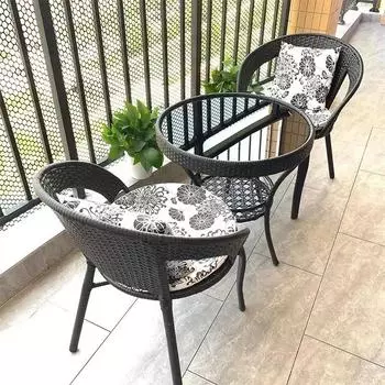 Комплект стульев для отдыха Teng, комплект из трех предметов для плетения спинки стула в виде двойной трубы для двора