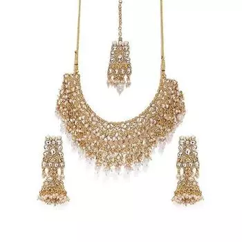 Комплект свадебного колье-колье золотого тона с жемчугом и жемчугом для женщин