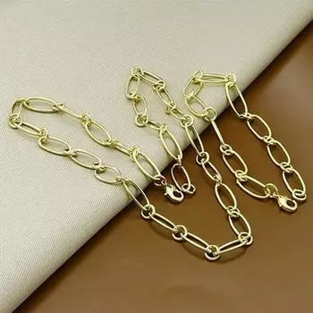 Комплект свадебных украшений из серебра 925 пробы, ожерелья и браслеты для женщин, свадебные украшения для вечеринки, подарок 22CM