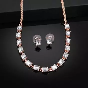 Комплект сверкающего колье Estele из розового золота с кристаллами для женщин