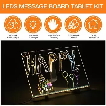 Комплект светодиодных досок для планшетов 11,8 *7,9 Стираемый письменный рисунок Светящийся знак с Type2