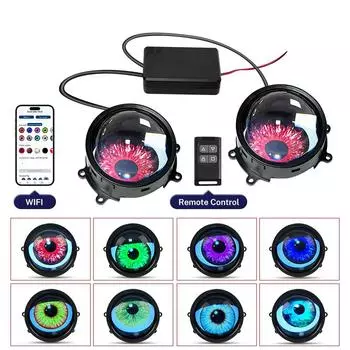 Комплект светодиодных фар Devil Eye LED Headlight 3 дюйма, автомобильные динамические фары 12 В с дистанционным управлением, 23 комплекта для модернизации фар в сборе no lens