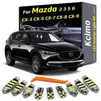 Комплект светодиодных лампочек для салона Kcimo для Mazda 2 3 5 6 CX-3 CX-5 CX-7 CX-8 CX-9 CX3 CX5 CX7 CX8 CX9 1996- 2017 2018 2019 2020 2021 Mazda 2 (02-07) 8PC&Beige белый