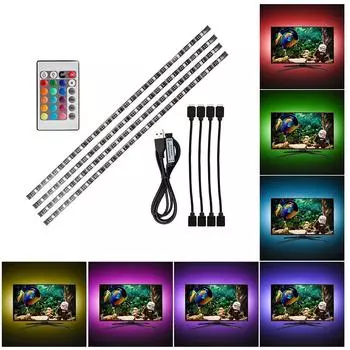 Комплект светодиодных лент USB 4 * 50 см, гибкая домашняя светодиодная лента, подсветка телевизора разноцветный