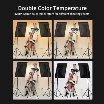 Комплект светодиодных софтбоксов для студийной фотосъемки, включающий софтбоксы 50*70 см, 40 Вт, двухцветный UK Plug чёрный