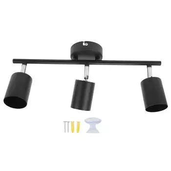 Комплект светодиодных трековых светильников, 3 головки, 15,9-дюймовый кронштейн, поворот на 90 градусов, матовый черный, комплект из 3-х ламповых трековых светильников