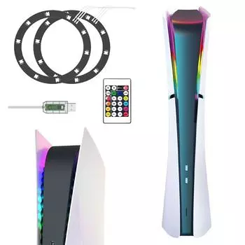 Комплект световых полос для PS5/PS5 Slim RGB Atmosphere Decal Декоративные аксессуары с пультом дистанционного управления для игровой консоли PS5 Slim