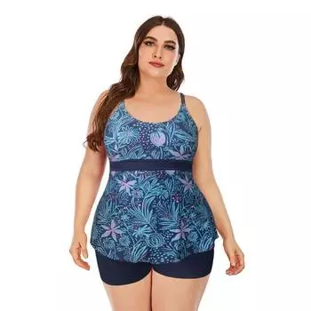 Комплект танкини с растением и нижней частью мальчика, женский купальник больших размеров, купальник с высокой талией, купальный костюм, пляжная одежда, женский купальный костюм