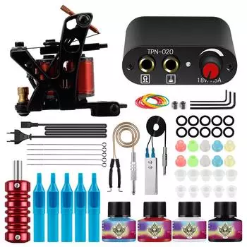 Комплект тату-машины PHOENIXY для начинающих, пистолет, источник питания, чернила премиум-класса, иглы, набор коробок, иглы с чернилами для татуировки, полный комплект Set 10