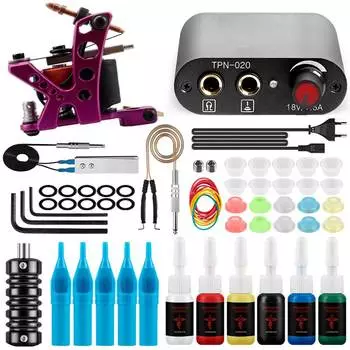 Комплект тату-машины PHOENIXY Тату-набор Pro Иглы для машины Блок питания 6 цветов чернил set 01