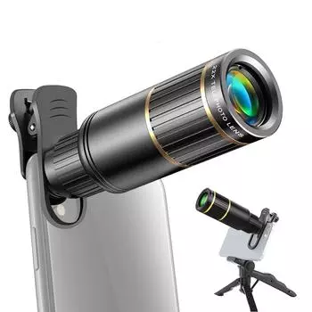Комплект телеобъектива 22X для телефона с держателем для телефона, зажимом для объектива, салфеткой для чистки наглазника, мини-штативом для TYPE1