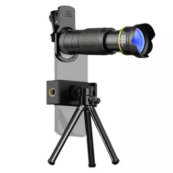Комплект телеобъектива для телефона 36X с мини-штативом, держателем для телефона, чехлом для объектива и салфеткой для чистки золотой