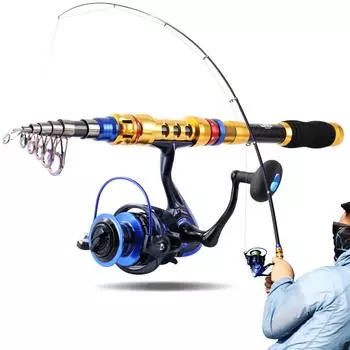 Комплект телескопической удочки длиной 1,8–3,3 м и комплект спиннинговой катушки Комбинированная катушка для удочки 1.8M and ZM2000