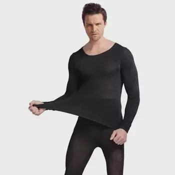 Комплект термобелья 37°: Унисекс, бесшовный, утягивающий, теплый, тонкий, большой размер, осенний костюм Standard