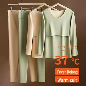 Комплект термобелья для беременных: Плюс бархатный верх и низ осень/зима, послеродовая пижама для кормления L