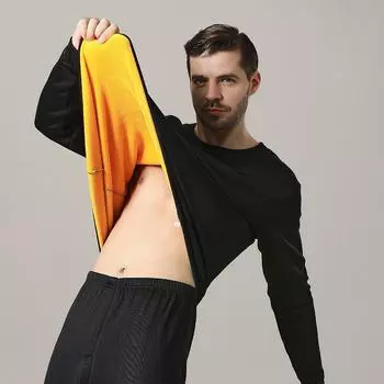 Комплект термобелья Gold Velvet для мужчин и женщин - плотный, теплый, защищающий от холода на осень 2XL чёрный